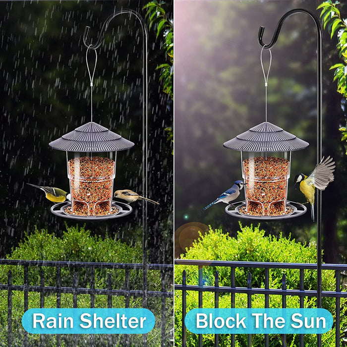 Bird Feeders, Bird Feeder for outside Outdoors Hanging, Squirrel Proof, Easy Clean and Fill, Adjustable Feeder with Sturdy Wire and Roof, Plastic, for Garden, Backyard, Terrace(25 Oz/Pack)