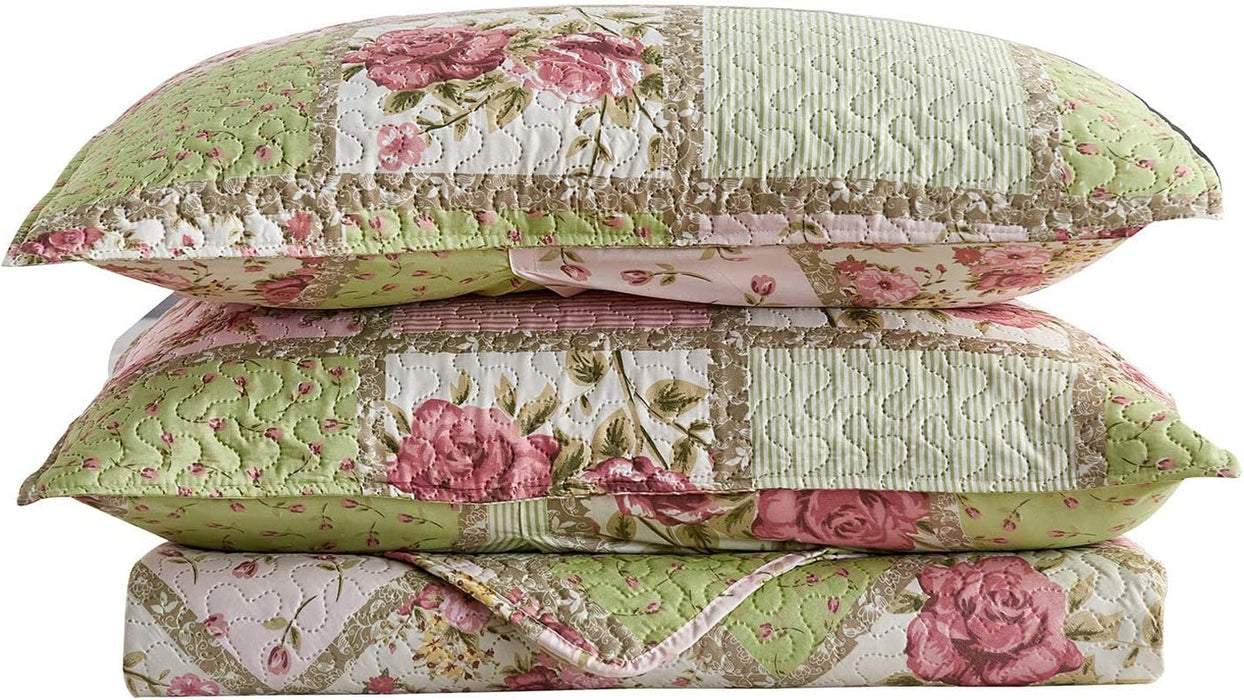 King Quilt Set, 3-Piece Quilt Sets with 2 Pillow Shams - Boho Reversible Soft and Lightweight Quilt Bedding Bedspread Coverlet Set, Garden