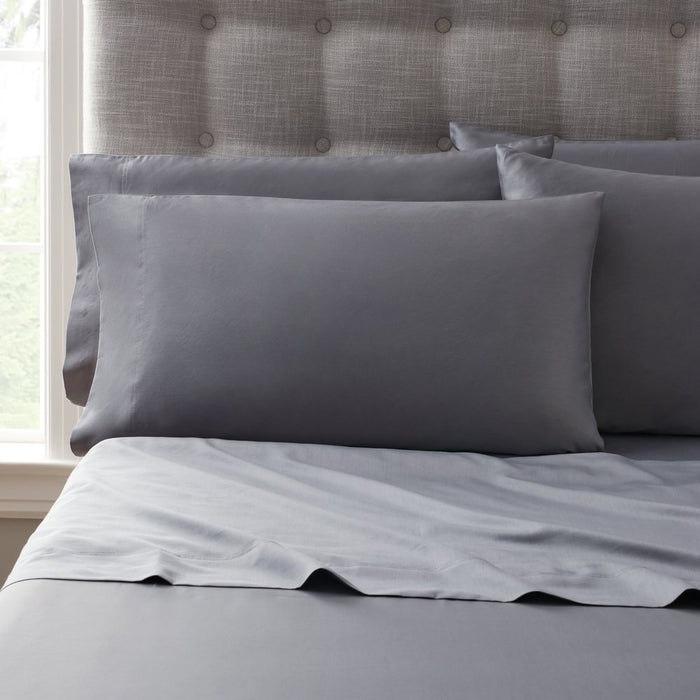 Hotel Style 800 Thread Count Cotton Rich Sateen Bed Sheet Set, Queen, Silver, Set of 6