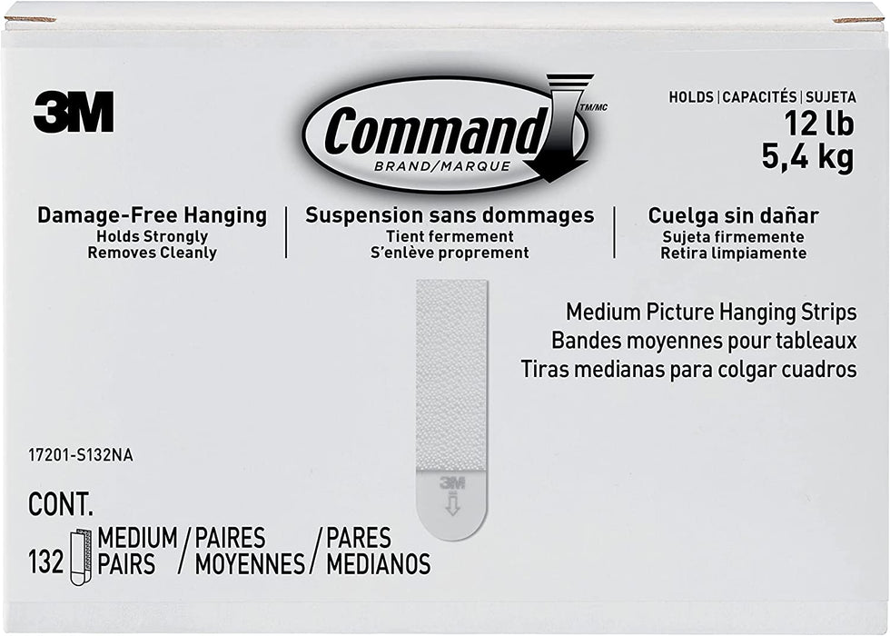 Command Medium Picture Hanging Strips, Damage Free Picture Hangers, No Tools Wall Hanging Strips for Living Spaces, 16 White Adhesive Strip Pairs(32 Strips)