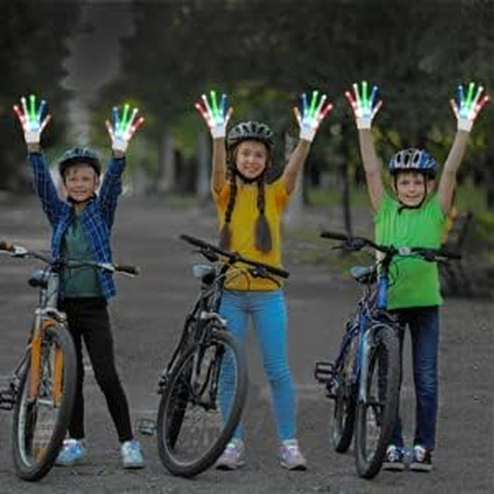 LED Gloves for Kids Cool Toys Boy Toys Flashing Gloves and Shoelaces with 6 Modes Light up Toys for 8-10 Years Old Boys Fun Toys Gifts for Dances, Performances and Birthday Parties