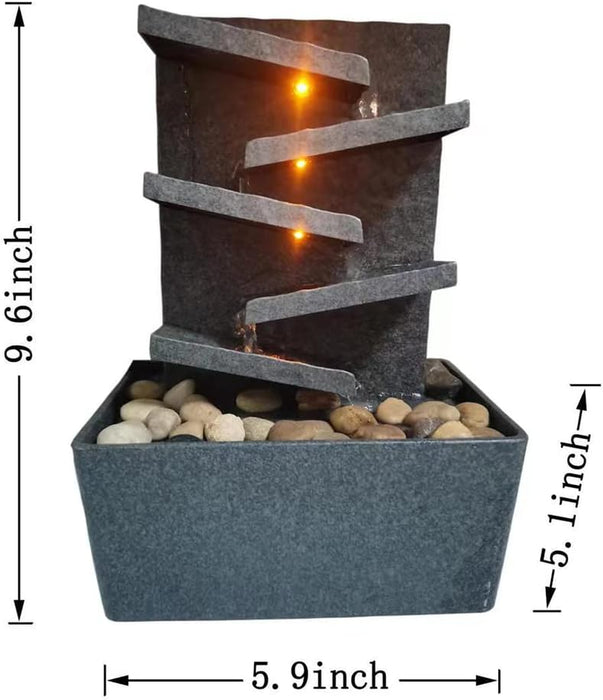 Kalona Indoor Relaxation Tabletop Fountain with Reflective Lighting and River Rocks Meditation Ladder Water Fountain Peaceful Fountains Home/Office Decor(K18036G)