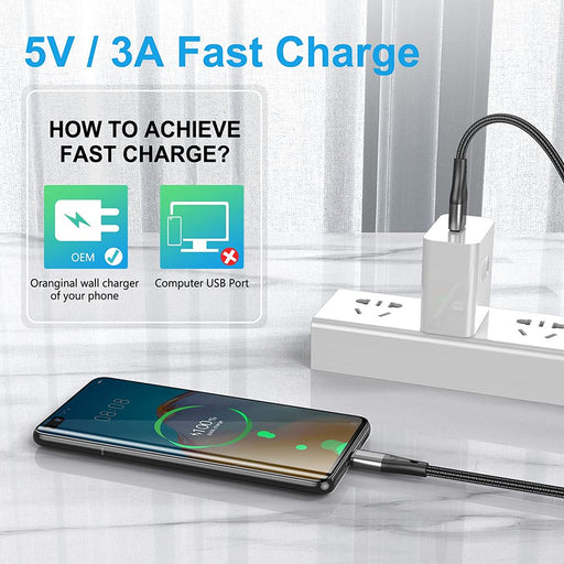 USB Type C Cable, 3Pack 6Ft Premium Nylon Braided Fast Charging 3A Rapid Charger Quick Cord,Type C to a Cable Compatible for Samsung Galaxy S21 S20 S10 S9 S8 Plus,Note 20 10 9 8, LG V50 V40 G8 G7