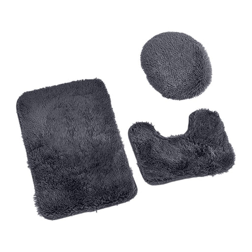 Clearance Household Supplies Solid Color 3 Piece Bathroom Rug Set Bathroom Toilet Carpet Anti-Slip Mat Solid Color Bathroom Toilet Floor Mat