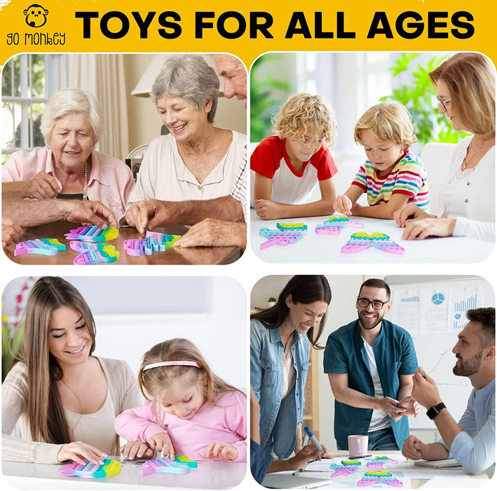 – 5 Pop Its Fidget Toy Pack Dinosaur Butterfly Kitty Unicorn Pop It and Fidget Spinner Rainbow Pop It Fidget Toys Autism ADHD Stress Anxiety Relief Popit Sensory Toys for Girls Boys
