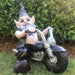 Homestyles "Biker Dude & Babe" the Biker Gnome in Leather Motorcycle Gear Riding Black and White Hogs Large Outdoor Garden Statue 12"H