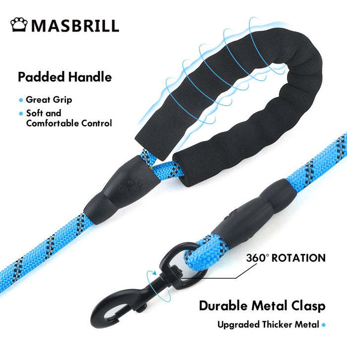 Dog Leash for Medium and Large Dogs with Comfortable Padded Handle Strong Leash with Highly Reflective Threads 5Ft-Blue