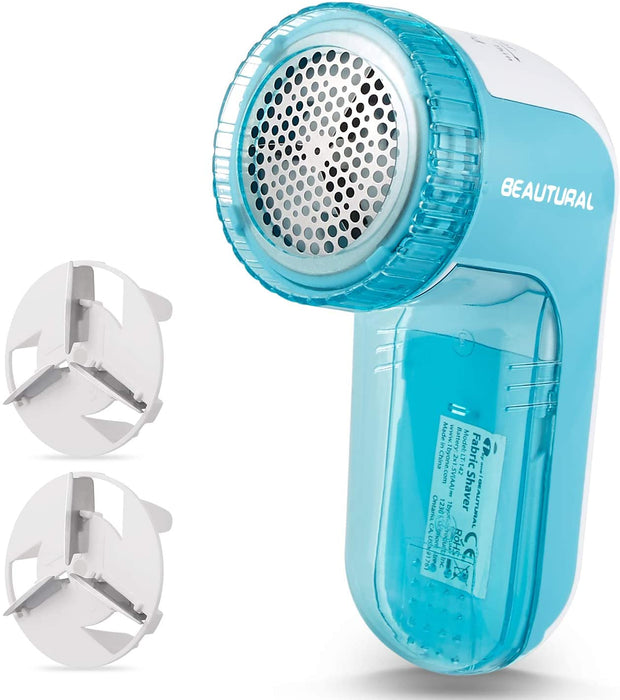 Fabric Shaver and Lint Remover, Sweater Defuzzer with 2-Speeds, 2 Replaceable Stainless Steel Blades, Battery Operated, Remove Clothes Fuzz, Lint Balls, Pills, Bobbles