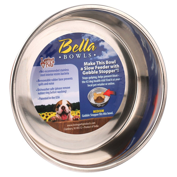 Loving Pets Bella Bowl Medium Champagne, 1.0 CT