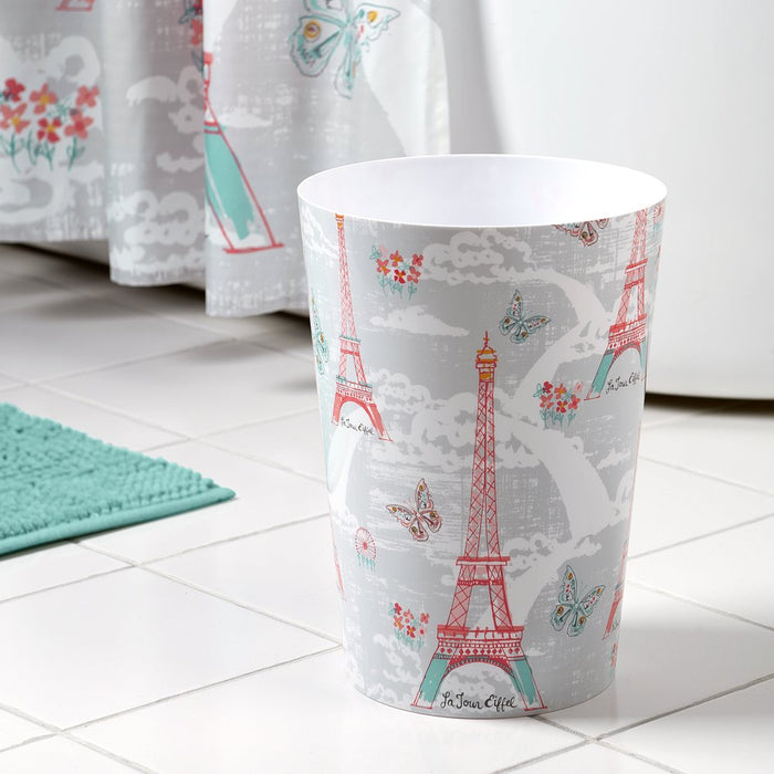 Paris Rounded Decaled Plastic Bathroom Trash Can by Your Zone, Multi