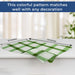 Set of 24 Kitchen Towels Dish Cloths Soft Green Checkered Pattern 100% Cotton 12X12"