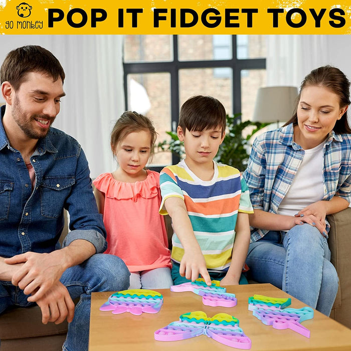 – 5 Pop Its Fidget Toy Pack Dinosaur Butterfly Kitty Unicorn Pop It and Fidget Spinner Rainbow Pop It Fidget Toys Autism ADHD Stress Anxiety Relief Popit Sensory Toys for Girls Boys