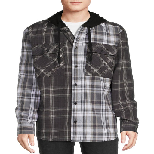 Men'S and Big Men'S Hooded Flannel Shirt with Long Sleeves, Sizes up to 5X