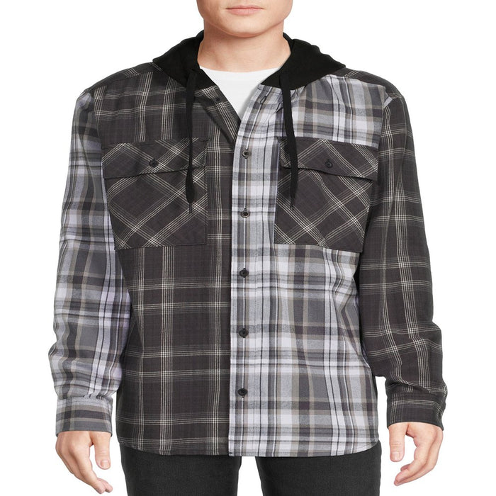 Men'S and Big Men'S Hooded Flannel Shirt with Long Sleeves, Sizes up to 5X