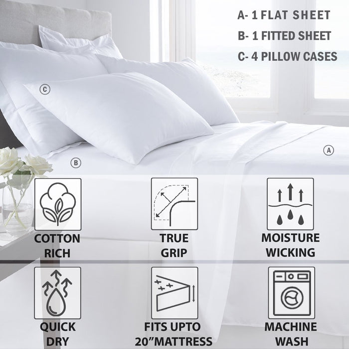 Hotel Style 800 Thread Count Cotton Rich Sateen Bed Sheet Set, Queen, Silver, Set of 6