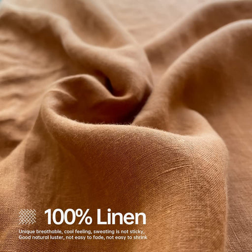 Simple&Opulence 100% Linen Sheet Set Solid Color-4 Pcs Washed French Linen Bed Sheets(1 Flat Sheet,1 Fitted Sheet,2 Pillowcases)-Breathable Bedding Set (Rust, Queen)