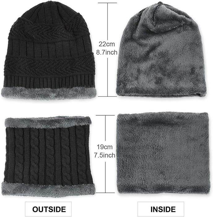 Kids Winter Hat and Scarf Set, 2Pcs Warm Knit Beanie Cap and Scarf for 5-14 Years Old