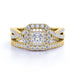 1.25 Ct - Square Moissanite - Double Halo - Twisted Band - Vintage Inspired - Pave - Wedding Ring Set in 18K Yellow Gold over Silver