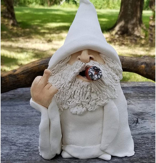 Tirifer Garden Gnome, Wizard Gnome 3D Dwarves, Polyresin Outdoor Sculpture Middle Finger Gnome Statue Garden Figurine Art Garden Decoration for Lawn Yard Balcony Porch Patio