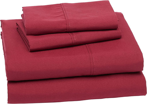 Lightweight Super Soft Easy Care Microfiber Bed Sheet Set with 14" Deep Pockets - Queen, Burgundy