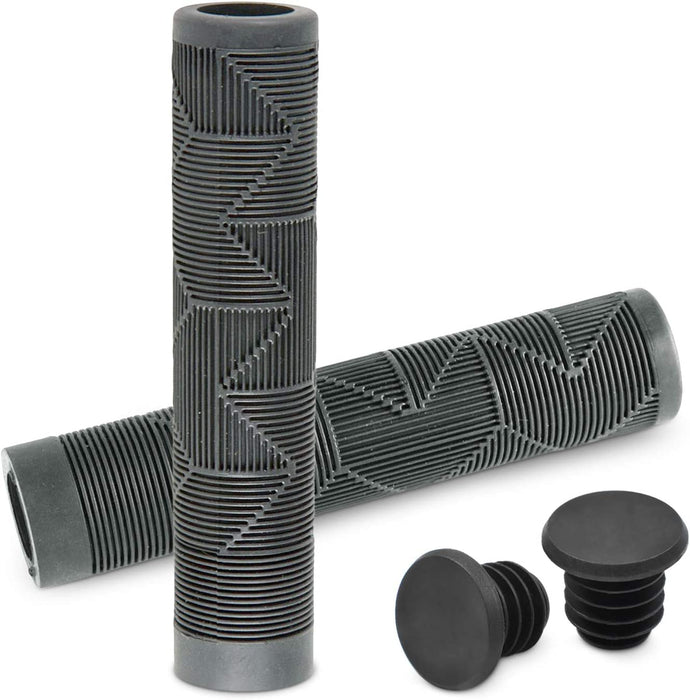MTB BMX Scooter Grips - Handlebar Bicycle Grips for Flat Straight Bars like BMX, MTB, Scooter; Rubber Non-Slip Grip to Match Any Bike or Scooter
