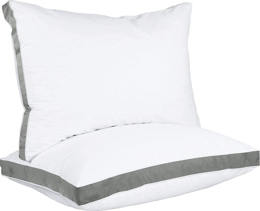 Bed Pillows for Sleeping Queen Size (Grey), Set of 2, Cooling Hotel Quality, Gusseted Pillow for Back, Stomach or Side Sleepers