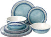 Melamine Dinnerware Set of 12 Pcs Dinner Dishes Set for Indoor and Outdoor Use, Dishwasher Safe, Lightweight Unbreakable, BPA Free, Light Blue