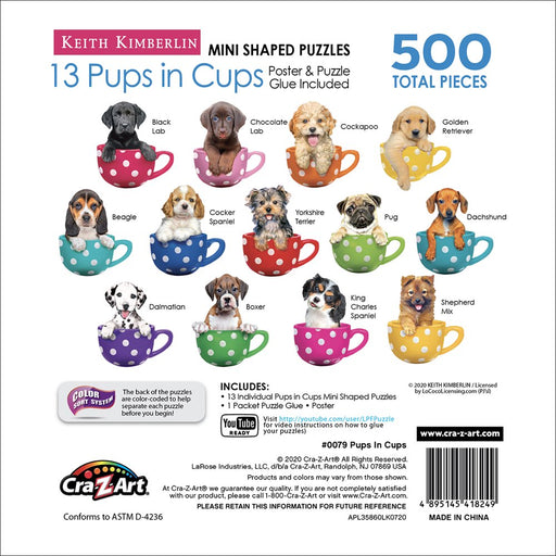 Cra-Z-Art Multi-Shaped 500-Piece Pups in Cups Jigsaw Puzzle