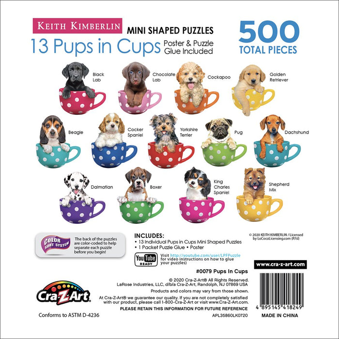 Cra-Z-Art Multi-Shaped 500-Piece Pups in Cups Jigsaw Puzzle