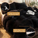 3 Pieces Furry Plush Duvet Cover Set, Black Faux Fur Comforter Cover Set, Luxury Soft Velvet Fuzzy Fluffy Bedding Set, Shaggy Duvet Cover with 2 Pillow Covers, Zipper Closure, Queen Size, Black