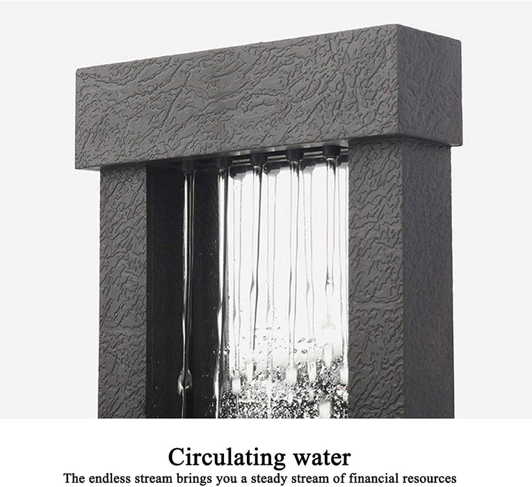 Desktop Fountain, USB LED Indoor Water Fountain Lighted Waterfall Tabletop Fountain with Stones for Office Home Decor