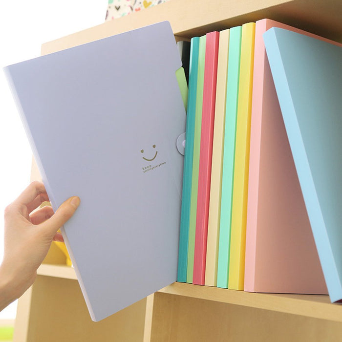 5 Pockets Plastic Expanding File Folders A4 Letter Size Snap Closure Accordion Folder Paper Document Organizer Set (Green)