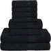 Ultra Soft 8-Piece Towel Set - 100% Pure Ringspun Cotton, Contains 2 Oversized Bath Towels 27X54, 2 Hand Towels 16X28, 4 Wash Cloths 13X13 - Ideal for Everyday Use, Hotel & Spa - Black
