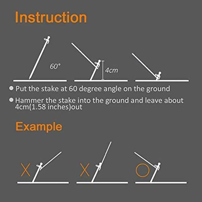 USA 12 Inch Multiuse Heavy Duty Steel Tent Stakes Tarp Pegs Camping Stakes for Outdoor Camping Canopy and Tarp with 4 Ropes 10FT Length(Orange)