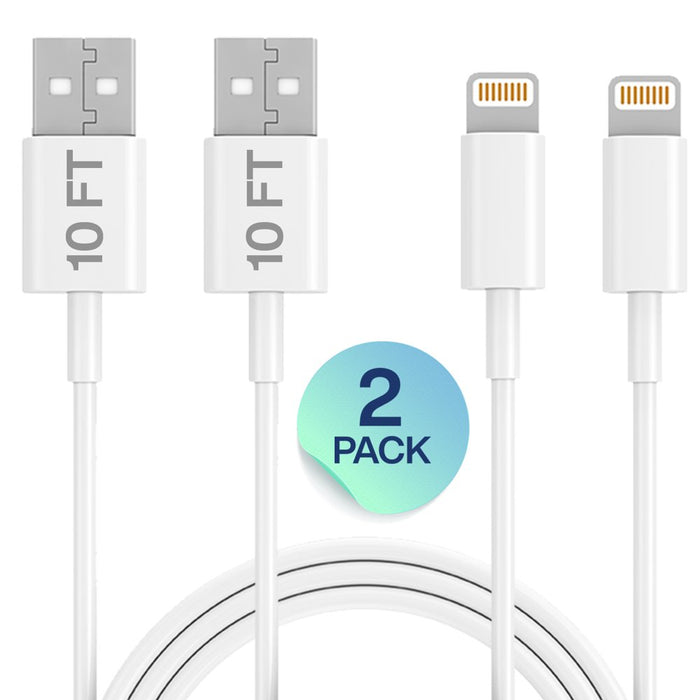 Iphone Charger Lightning Cable Set, , 2X 10FT USB Cable, Compatible with Iphone13/12/11/ Xs,Xs Max,Xr,X,8,8 Plus,7,7 Plus,6S,6S Plus,Ipad Air,Mini/Ipod Touch/Case Charging Cord