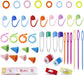 381 Pieces Stitch Ring Markers and Colorful Knitting Crochet Locking Counter Stitch Needle Clips + Weaving Tools Knitting Kits with 3 Storage Boxes