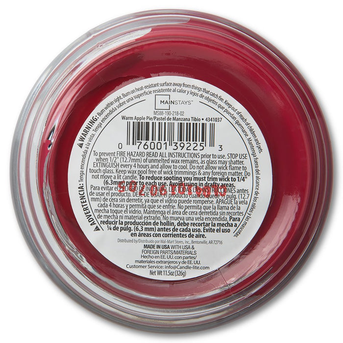 Mainstays Warm Apple Pie Scented 3-Wick Glass Jar Candle, 11.5 Oz.