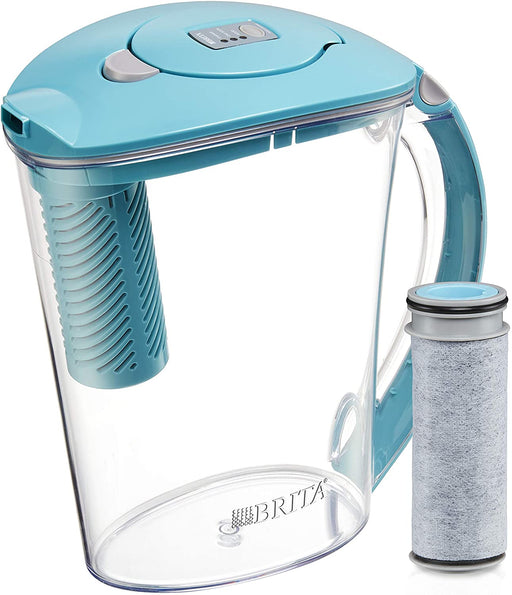 Large Water Filter Pitcher for Tap and Drinking Water with 1 Stream Filter, Lasts 2 Months, 10-Cup Capacity, BPA Free, Lake Blue