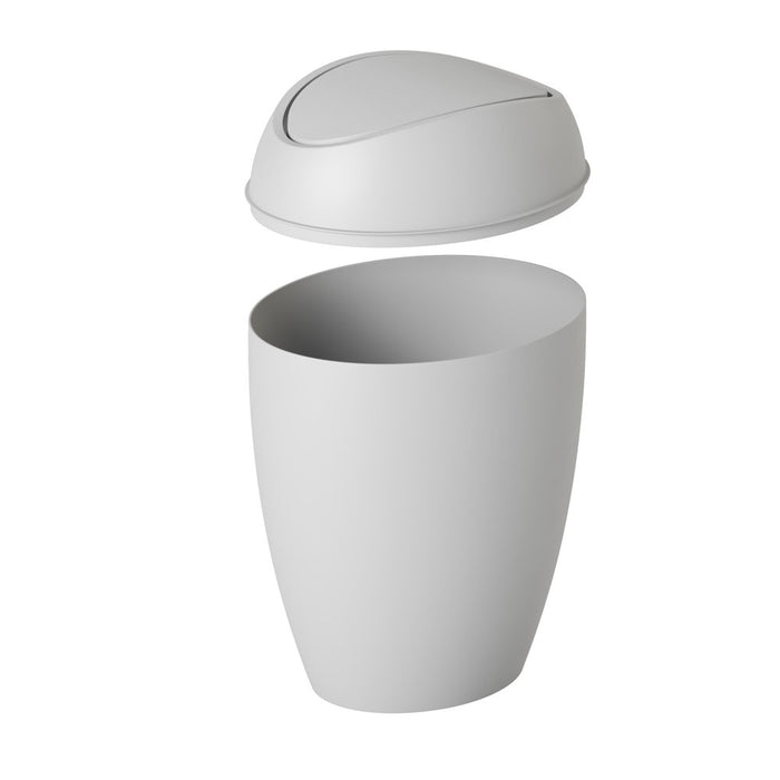 2.4 Gal Twirla Polypropylene Swing-Top Lid Bathroom Trash Can Garbage Can, Grey