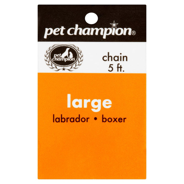 Pet Champion 5' Nylon & Steel Chain Dog Leash, Silver, M/L