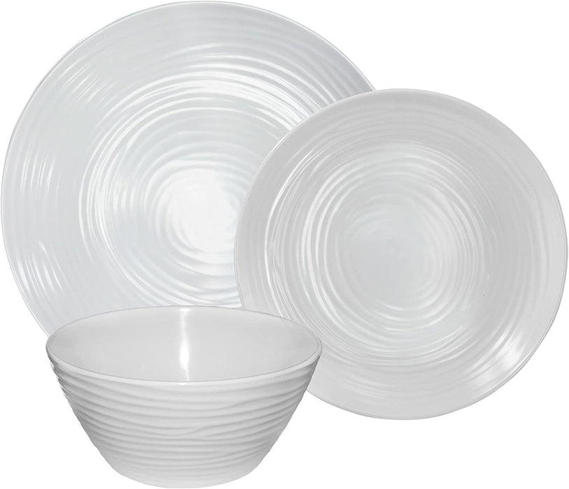 White Melamine Plastic Home Dinnerware Set, 12-Piece Service for 4