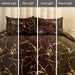 Gold Metallic Marble Comforter Set Queen Size Foil Print Glitter Bedding Sets,Coffee/Gold,Queen