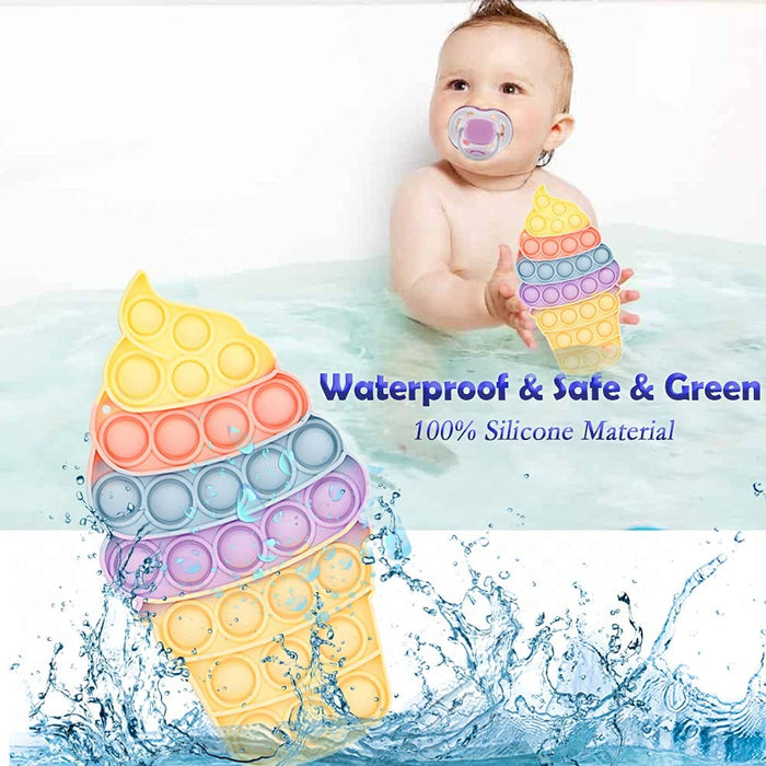 Fidgets Bubble Toys Packs, Pop Push Bubble Popper Fidget Toys Sensory Ice Cream Toys Set It with Lanyard, Silicone Anxiety Stress Relief Toys for Autism Special Needs Child Older (Ice Cream)