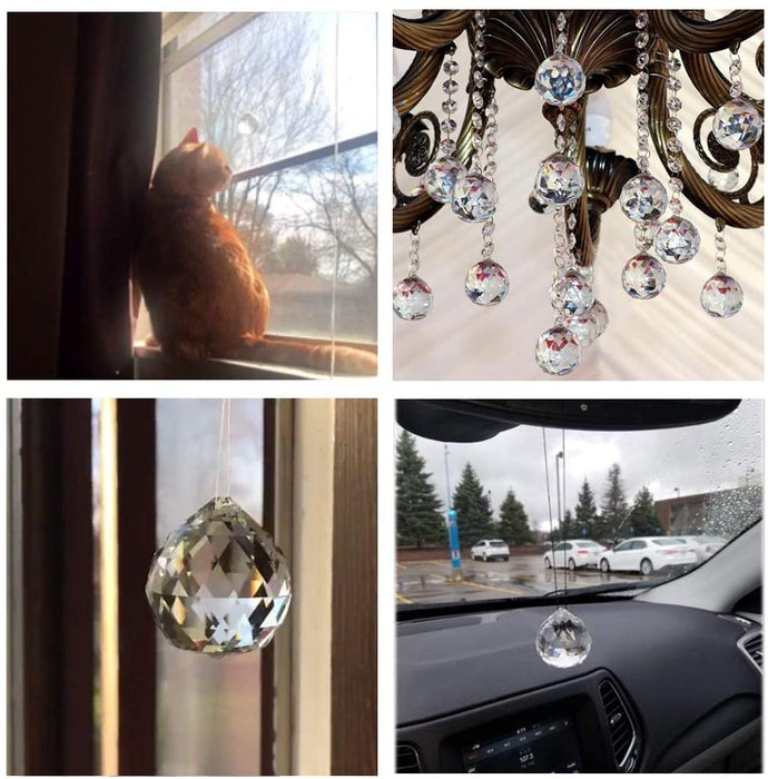 Suncatcher Crystals Ball Prism Window Rainbow Maker with Chain for Easy Hanging 40Mm 2 Pack