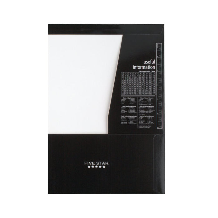 Five Star 4-Pocket Paper Folder, 12" X 9.5" , Black (33601)