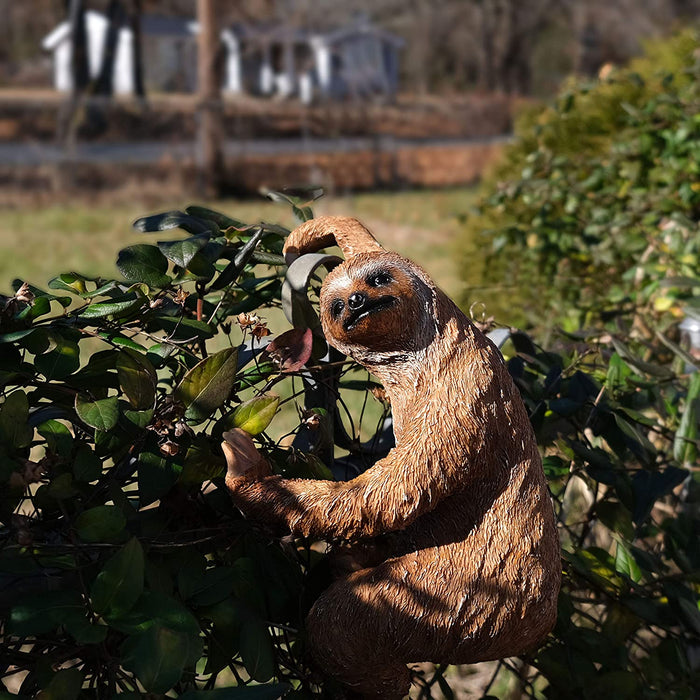 Sloth Fence Hanger - Outdoor Hanging Sloth Statue- Detailed Garden Decor for Wall, Patio, Porch, Fence, Window