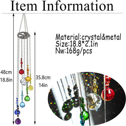 Colorful Crystal Ball Prisms Suncatcher Tree of Life Window Hanging Ornament Rainbow Maker Pendant for Home, Garden Decoration