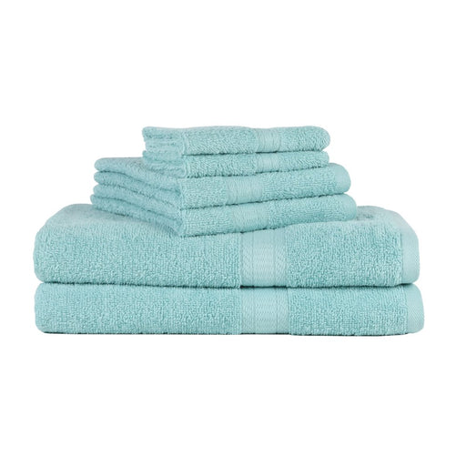 Mainstays Solid 6-Piece Bath Towel Set, Clearly Aqua