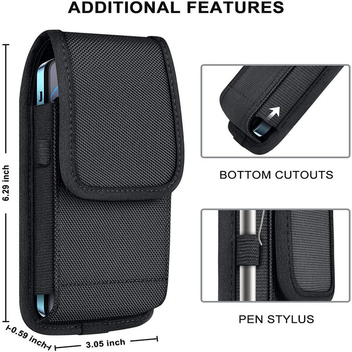 Cell Phone Pouch Nylon Holster Case with Belt Clip Cover for Samsung Galaxy A02S A12 A32 A42 A51 A52 A71 A72 S20 FE S10+ S9 A01