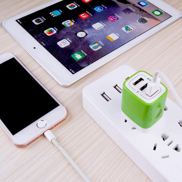 Wall Charger,Usb Charger Adapter,3.1A/3Pack Muti Port Fast Charging Station Power Charge Base Block Plug,Green